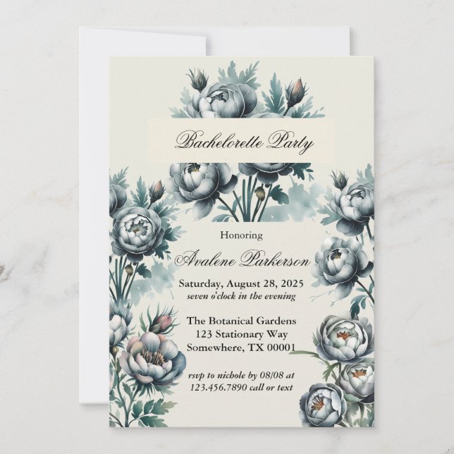 Invitación Elegante fiesta de soltero verde y grisáceo (Anverso)