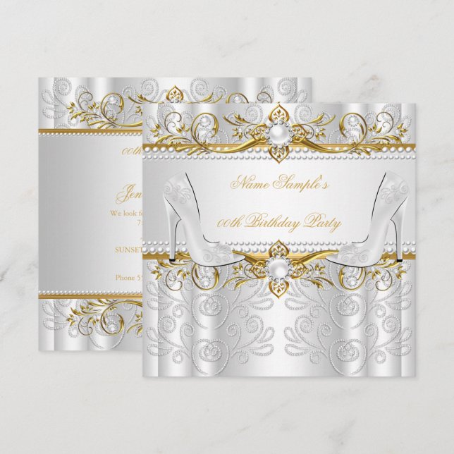 Invitación Elegante Fiesta de tacones altos de diamantes de p (Anverso / Reverso)