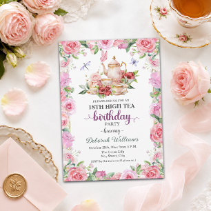 Invitación Elegante fiesta de té alto de cumpleaños 18 