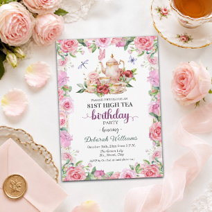 Invitación Elegante fiesta de té alto por 81 cumpleaños