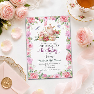 Invitación Elegante fiesta de té alto por 89 cumpleaños
