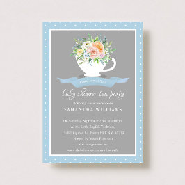 Invitación Elegante Fiesta de té Baby Shower Floral Teacup