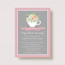Elegante Fiesta de té Baby Shower Floral Teacup