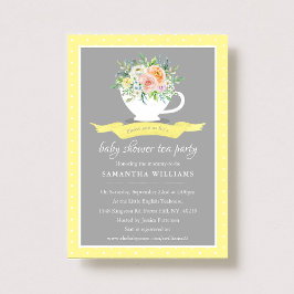 Invitación Elegante Fiesta de té Baby Shower Floral Teacup
