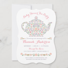 Invitación Elegante Fiesta de té Chica Baby Shower ・ Tetera