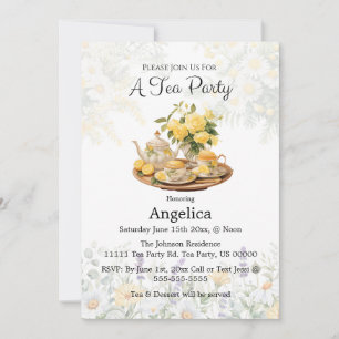 Invitación Elegante Fiesta de té con flores de limón/ Fiesta 