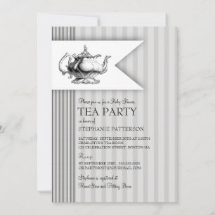 Invitación Elegante Fiesta de té con franja Baby Shower Tea