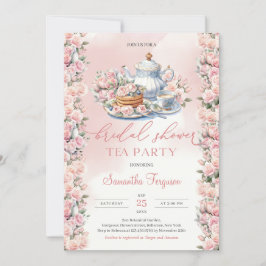 Invitación Elegante fiesta de té de color boho acuarela suave