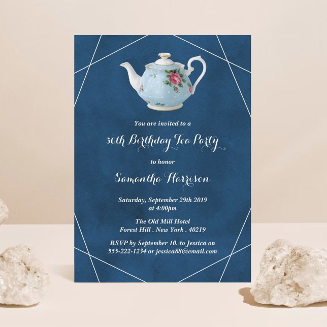 Invitación Elegante Fiesta de té de cumpleaños de Teapot (Subido por el creador)