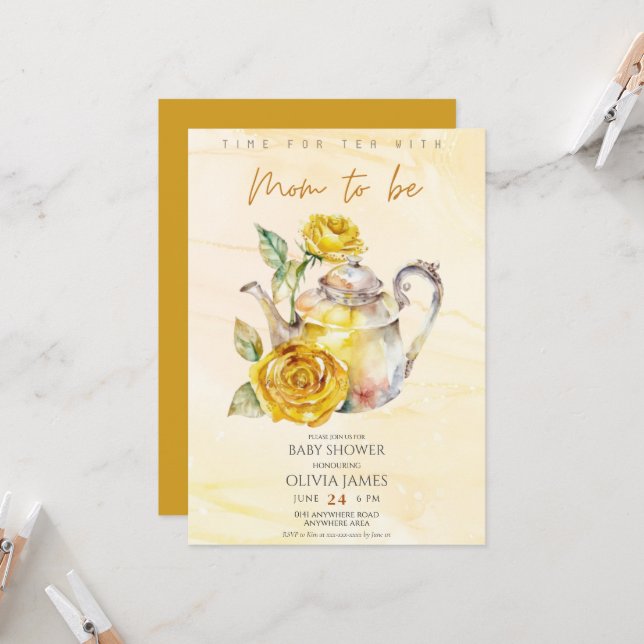 Invitación Elegante fiesta de té de flores silvestres ducha d (Anverso/Reverso In Situ)