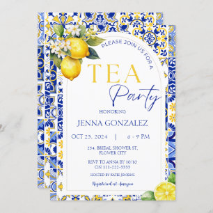 Invitación Elegante Fiesta de té de limón mediterráneo