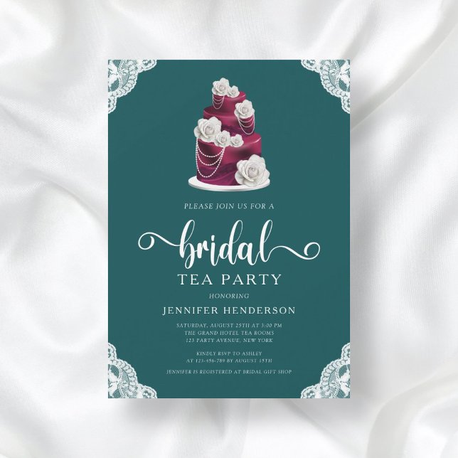 Invitación Elegante Fiesta de té de novia con pasteles (Subido por el creador)