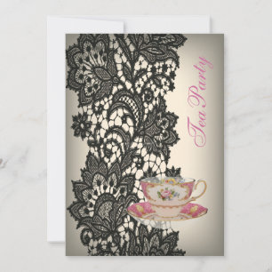 Invitación elegante fiesta de té de novia de color beige