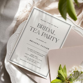 Invitación Elegante Fiesta de té de novia negro y blanco