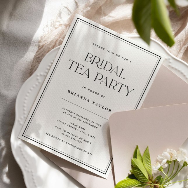 Invitación Elegante Fiesta de té de novia negro y blanco (Subido por el creador)