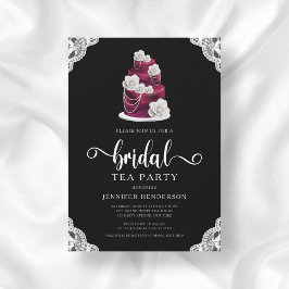 Invitación Elegante Fiesta de té de pasteles negros y de duch