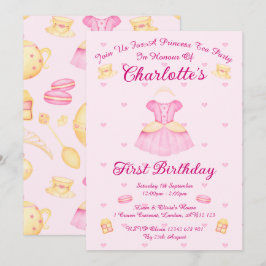 Invitación Elegante fiesta de té de princesa al agua con rosa