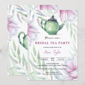 Invitación Elegante fiesta de té floral de magnolia nupcial