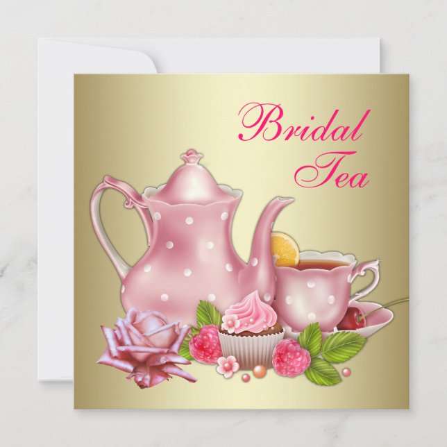 Invitación Elegante fiesta de té nupcial en oro rosa (Anverso)