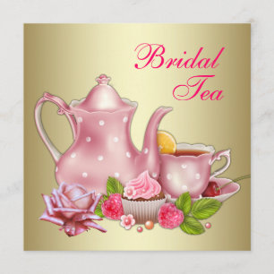 Invitación Elegante fiesta de té nupcial en oro rosa