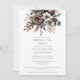 Invitación Elegante Fiesta de Té Nupcial Floral de Piña Rústi