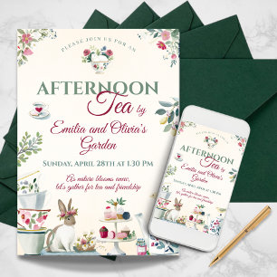 Invitación Elegante fiesta de té por la tarde en el jardín de