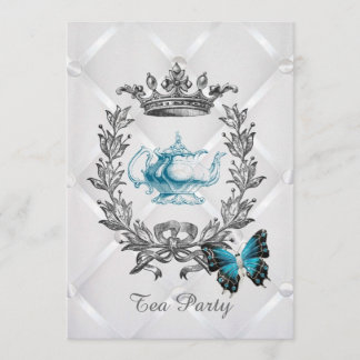 Invitación elegante fiesta de té vintage de mariposa de teter
