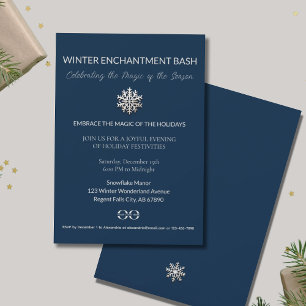 Invitación Elegante fiesta de vacaciones con copos de nieve