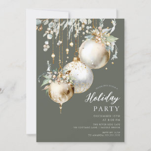 Invitación Elegante fiesta de vacaciones con ornamentos