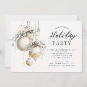 Invitación Elegante fiesta de vacaciones con ornamentos