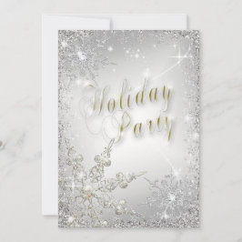 Invitación Elegante fiesta de vacaciones de copas de nieve co