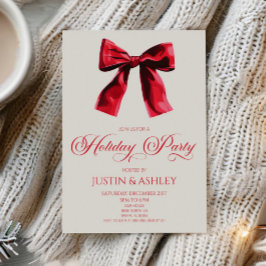 Invitación Elegante fiesta de vacaciones de Coquette Roja Bow