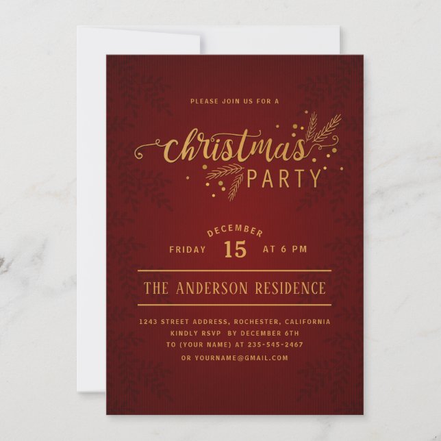 Invitación Elegante fiesta de vacaciones de Navidades de colo (Anverso)