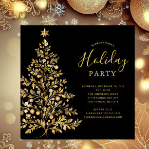 Invitación Elegante fiesta de vacaciones de oro
