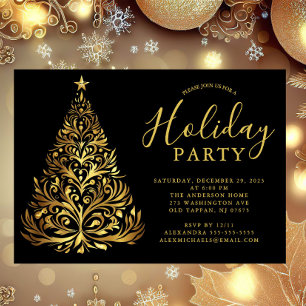 Invitación Elegante fiesta de vacaciones de oro