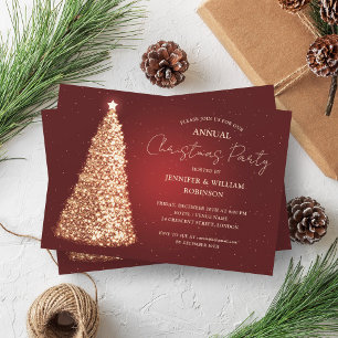 Invitación Elegante fiesta de vacaciones de verano rojo dorad