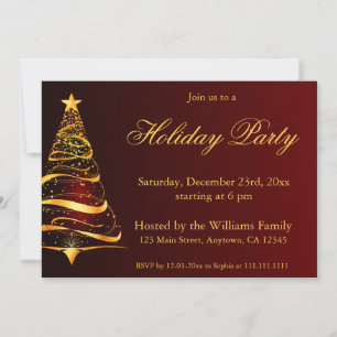 Invitación Elegante fiesta de vacaciones del Árbol de Navidad