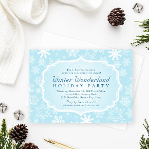 Invitación Elegante fiesta de vacaciones en invierno azul en