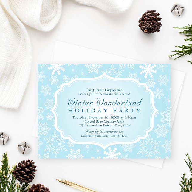 Invitación Elegante fiesta de vacaciones en invierno azul en  (Subido por el creador)