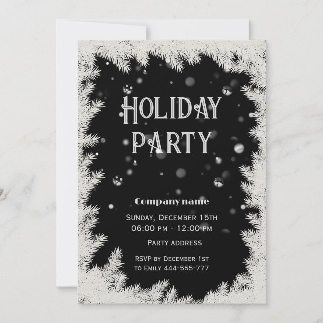 Invitación Elegante fiesta de vacaciones en la empresa del bl (Anverso)