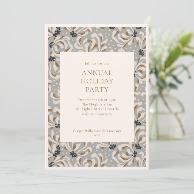 Invitación Elegante fiesta de vacaciones en la oficina botáni (Anverso de pie)