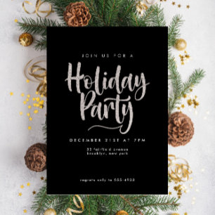 Invitación Elegante fiesta de vacaciones en negro de Purpurin