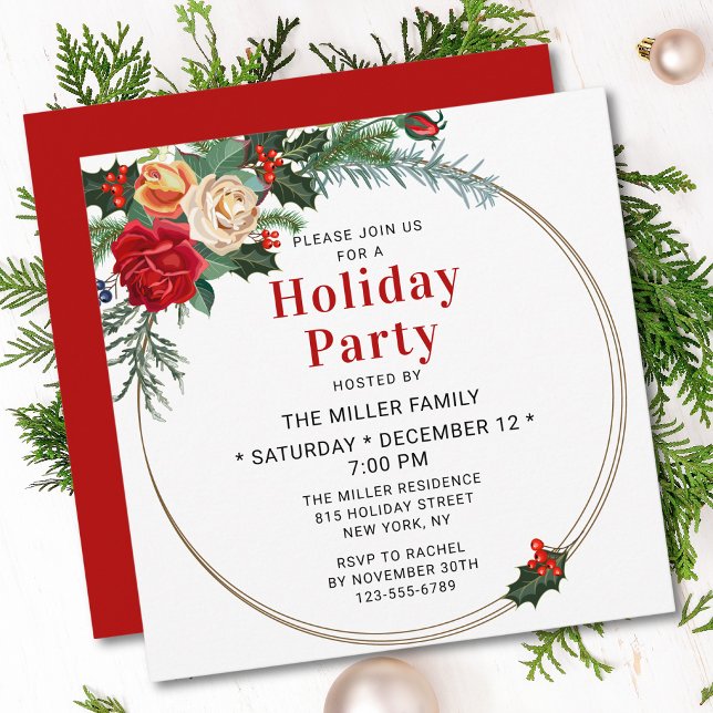 Invitación Elegante fiesta de vacaciones florales acuáticas (Subido por el creador)