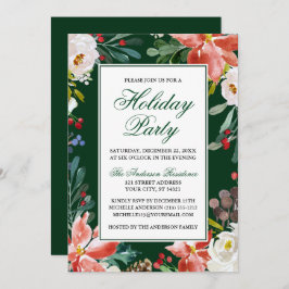 Invitación Elegante fiesta de vacaciones florales de invierno