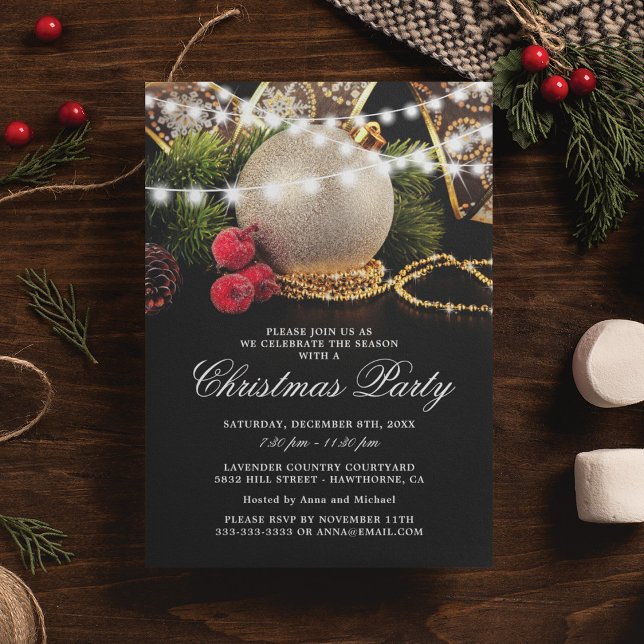 Invitación Elegante fiesta de vacaciones para Navidades de ne (Subido por el creador)
