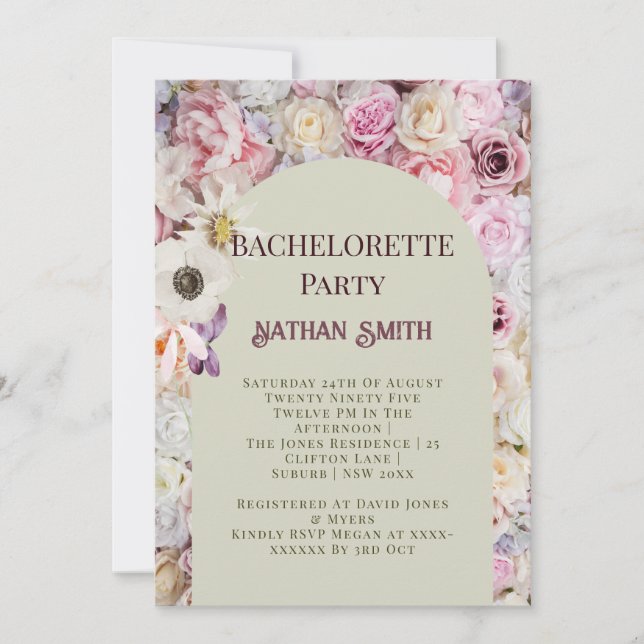 Invitación Elegante fiesta de verano de solomillo de arca flo (Anverso)