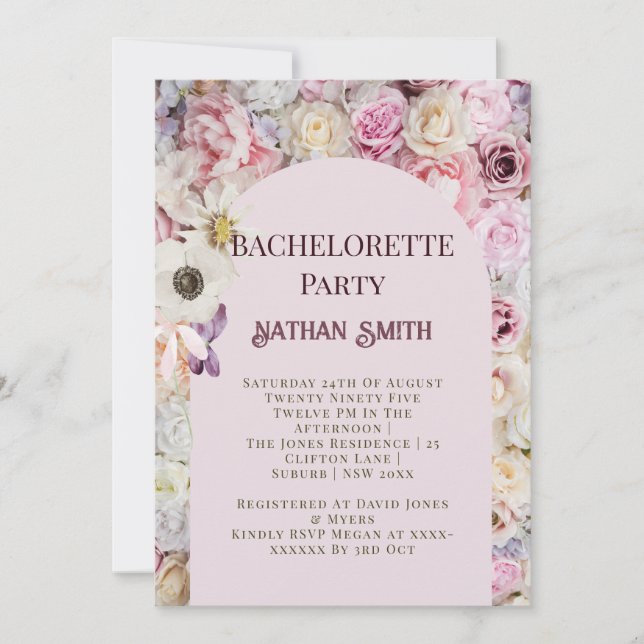 Invitación Elegante fiesta de verano de soltera de arca flora (Anverso)