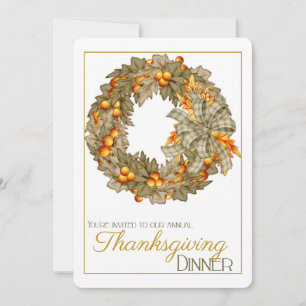 Invitación Elegante fiesta de Wreath Thanksgiving invita a 13