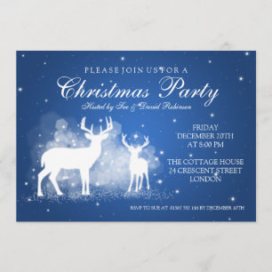 Invitación Elegante Fiesta Deer Sparkle Blue