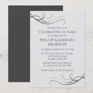 Invitación Elegante Fiesta del 25° Aniversario Boda